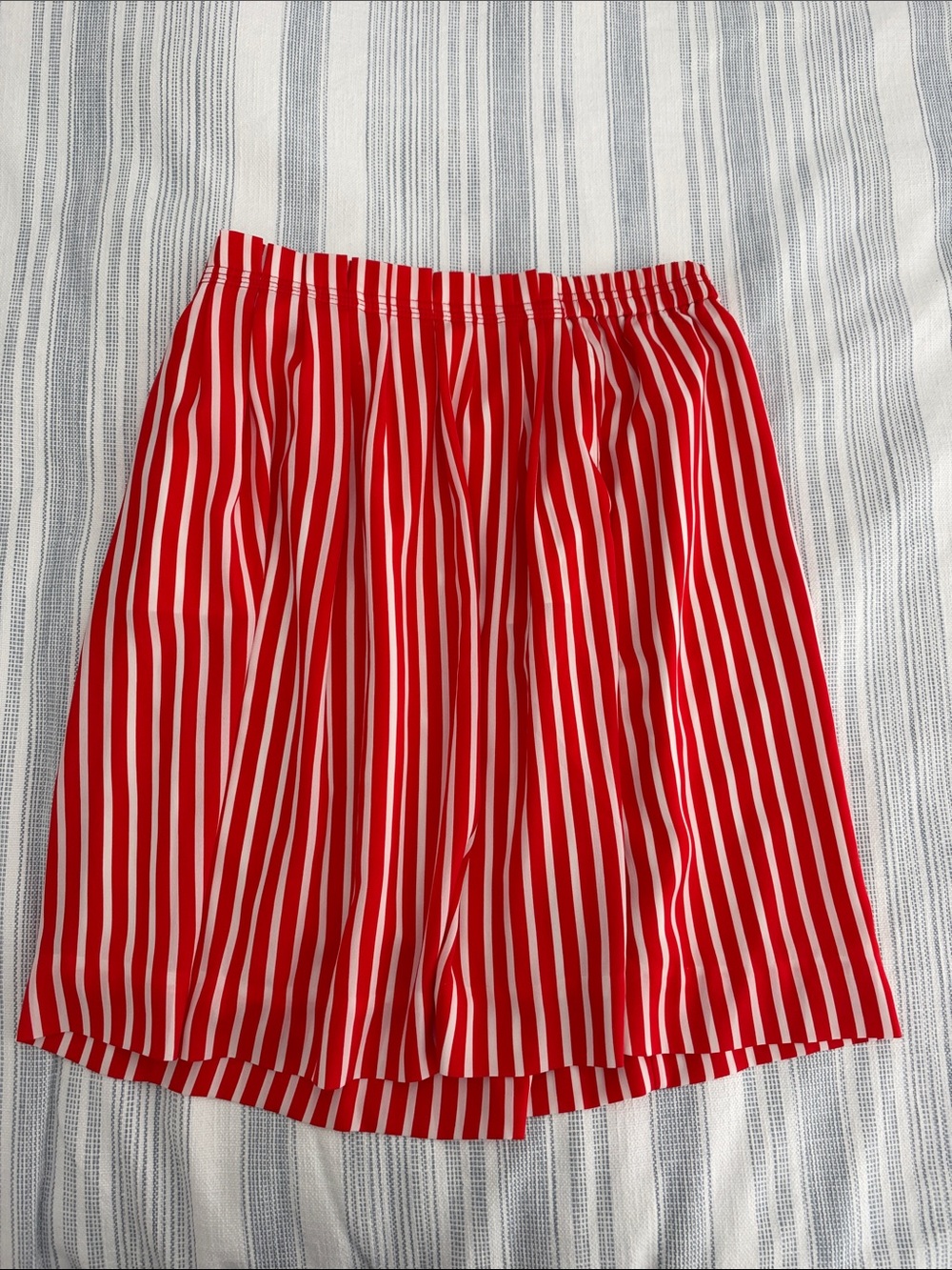 J. Crew Red and White Vertical Stripe Skirt
